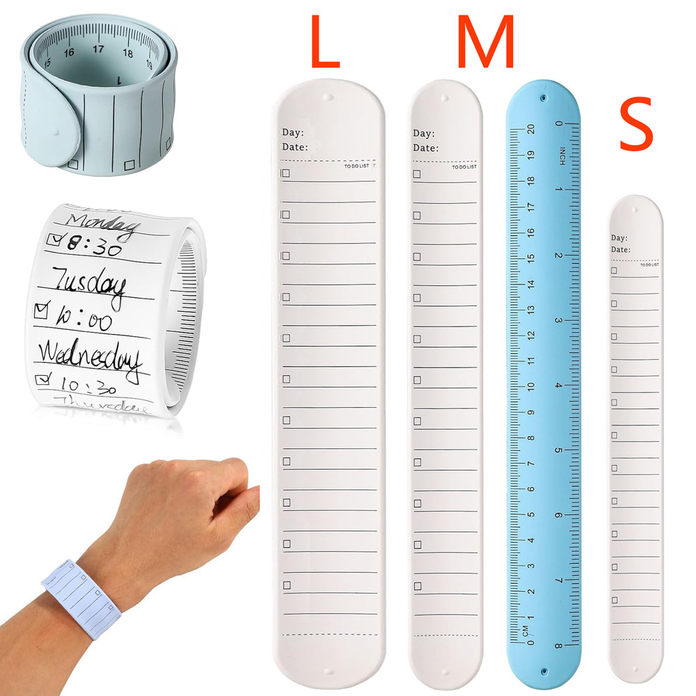 Silicone Band Replacement - シリコン製リストメモ帳スラップブレスレット、再利用可能なリストバンド、ToDoリストメモリストバンド、書き込み可能消去可能ストラップ、プランナーリマインダー用