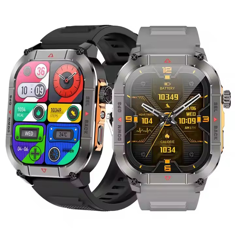 Smartwatch Touch - 新型HK84メンズスマートウォッチ AMOLED アウトドアGPSスポーツ測位コンパス フィットネストラッカー BT通話 健康管理スマートウォッチ
