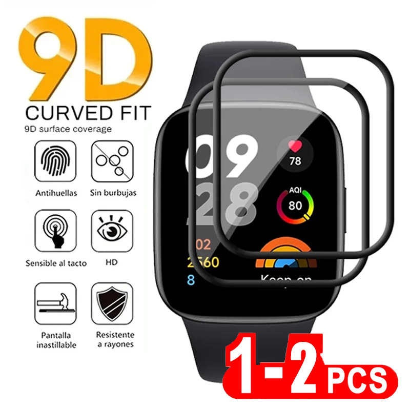 Xiaomi Smartwatch Accessories - Redmi Watch 3 Active用強化ガラス,9Dクリア,傷防止,フルフィルムカバー,スクリーンプロテクター,スマートウォッチアクセサリー,2個