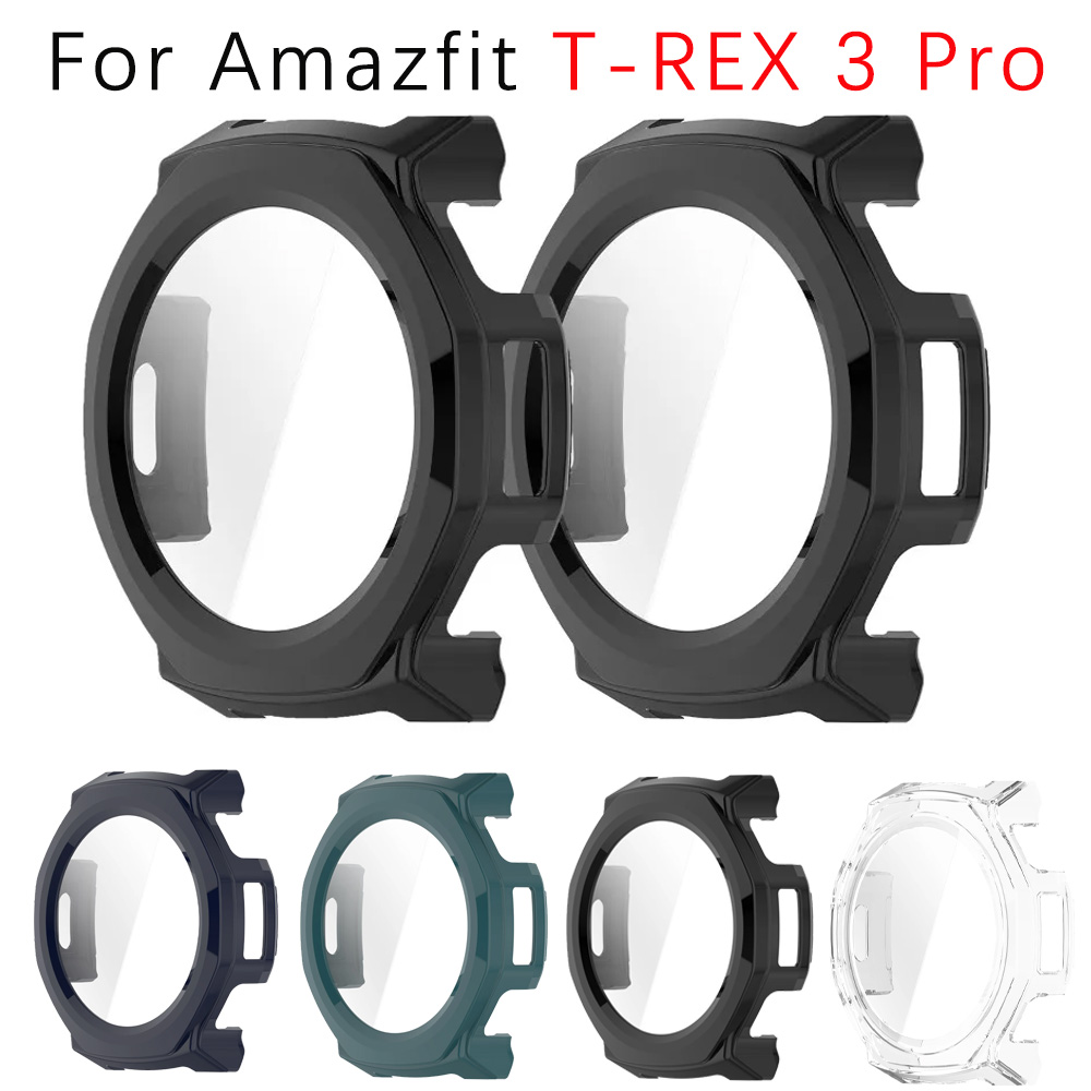 Smartwatch Icon - 強化ガラスケーススクリーンプロテクター Amazfit T-REX 3 Pro スマートウォッチフルカバーバンパー