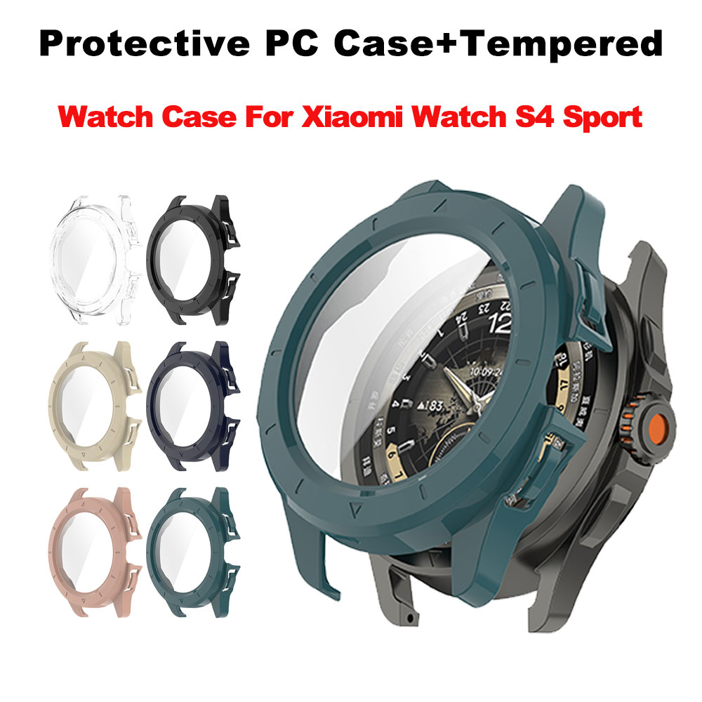 Xiaomi Smartwatch S4 Accessories - Xiaomi Watch S4 Sport用強化ガラス+PCケース、フルスクリーンプロテクターバンパーカバー、Xiaomi Watch S4