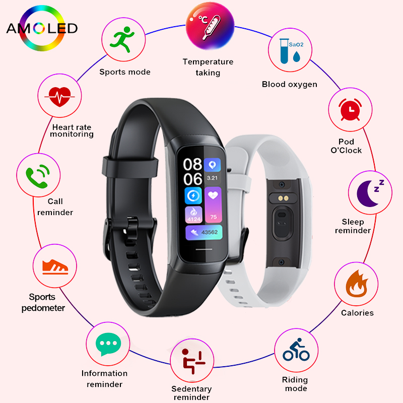 Smartwatch Instagram - LIGE 1.1インチ AMOLED 心拍数モニター スマートブレスレット リストバンド