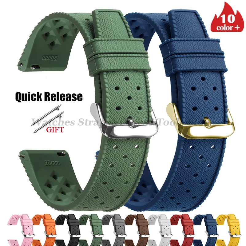 Fossil Smartwatch Accessories - トロピックシリコンウォッチストラップ,セイコー,化石,オリスリストバンド,クイックリリース,ソフトラバーブレスレットの交換,18mm, 20mm, 22mm