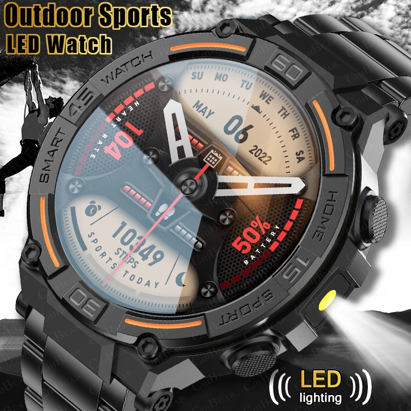 Smartwatch X2 - アウトドアミリタリーラギッドスマートウォッチ メンズ GPSスポーツフィットネス防水腕時計 Bluetooth通話 LEDライト付きスマートウォッチ
