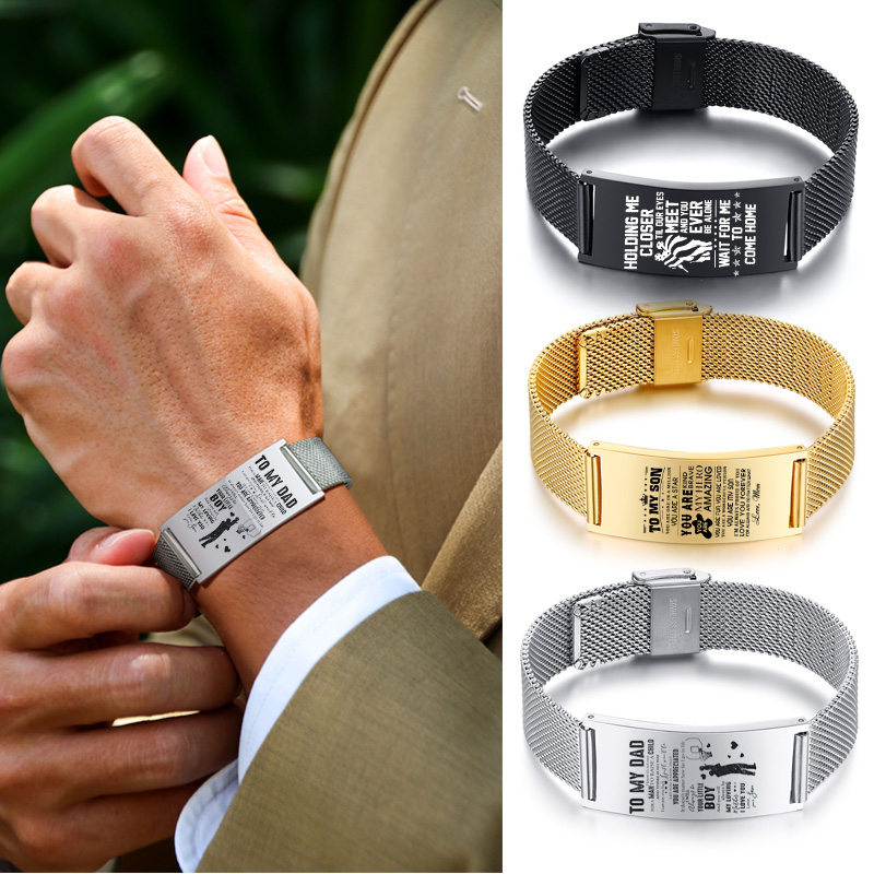 Stainless Mesh Band - 男性ブレスレットメッシュ時計バンドブレスレットステンレススチールクラシックリストバンド調節可能なパーソナライズされたカスタム