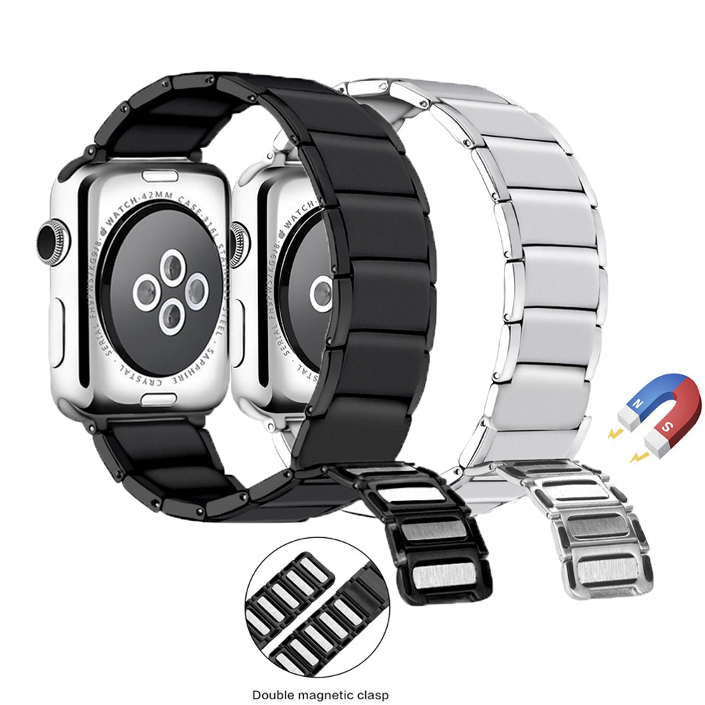 Smartwatch Accessories Shop - Apple Watch用ステンレススチールストラップ,磁気バックル付き,iwatch用,シリーズ8 7 6 5 4