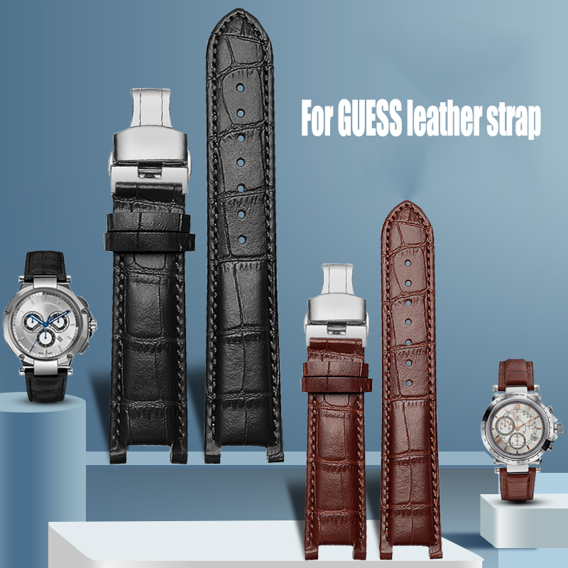 Smartwatch Guess - ノッチ時計バンドワニグレイン牛革時計ストラップ GC ゲスパシャ牛革防水リストバンド 20*11 ミリメートル 22*13
