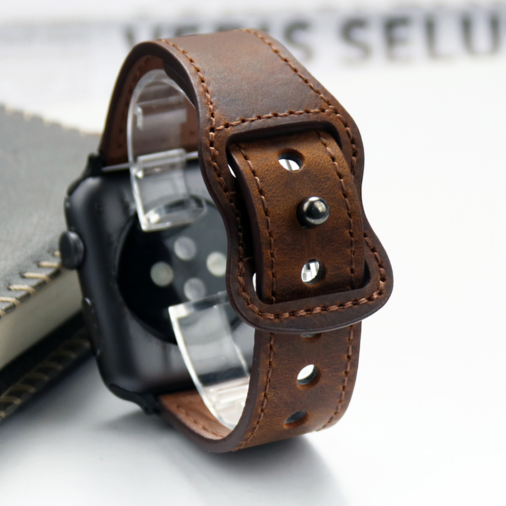 Smartwatch Accessories Shop - アップルウォッチ用本革ストラップ,シリーズ45/41 44 40 42 38