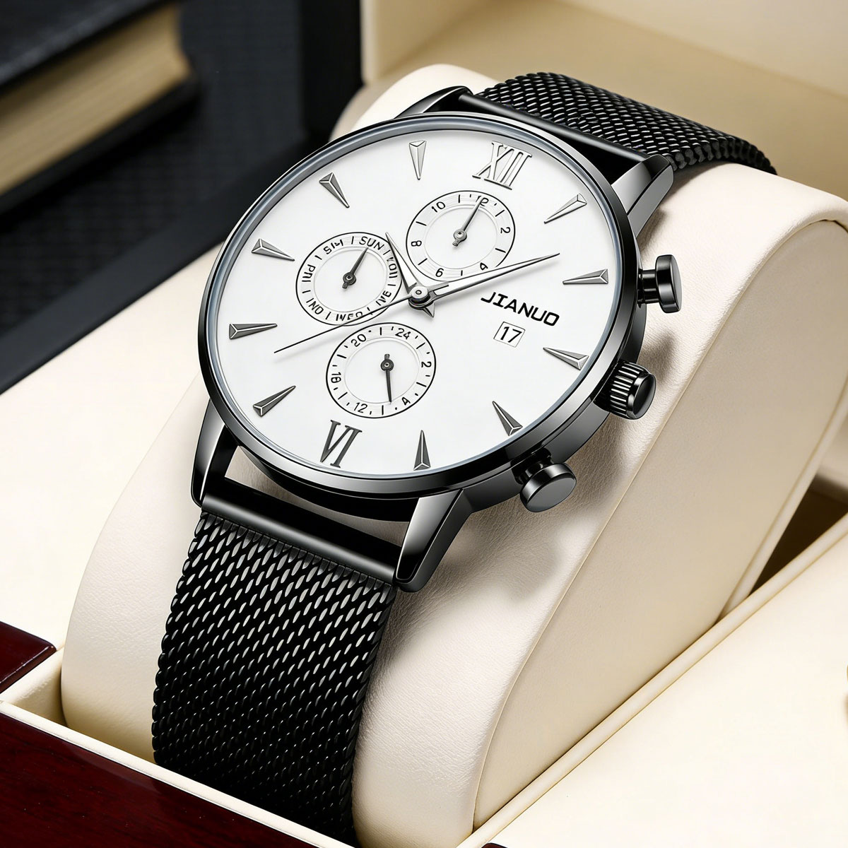 トレンディなカジュアルメンズミラノメッシュベルトウォッチファ - Stainless Mesh Band のレビューと価格