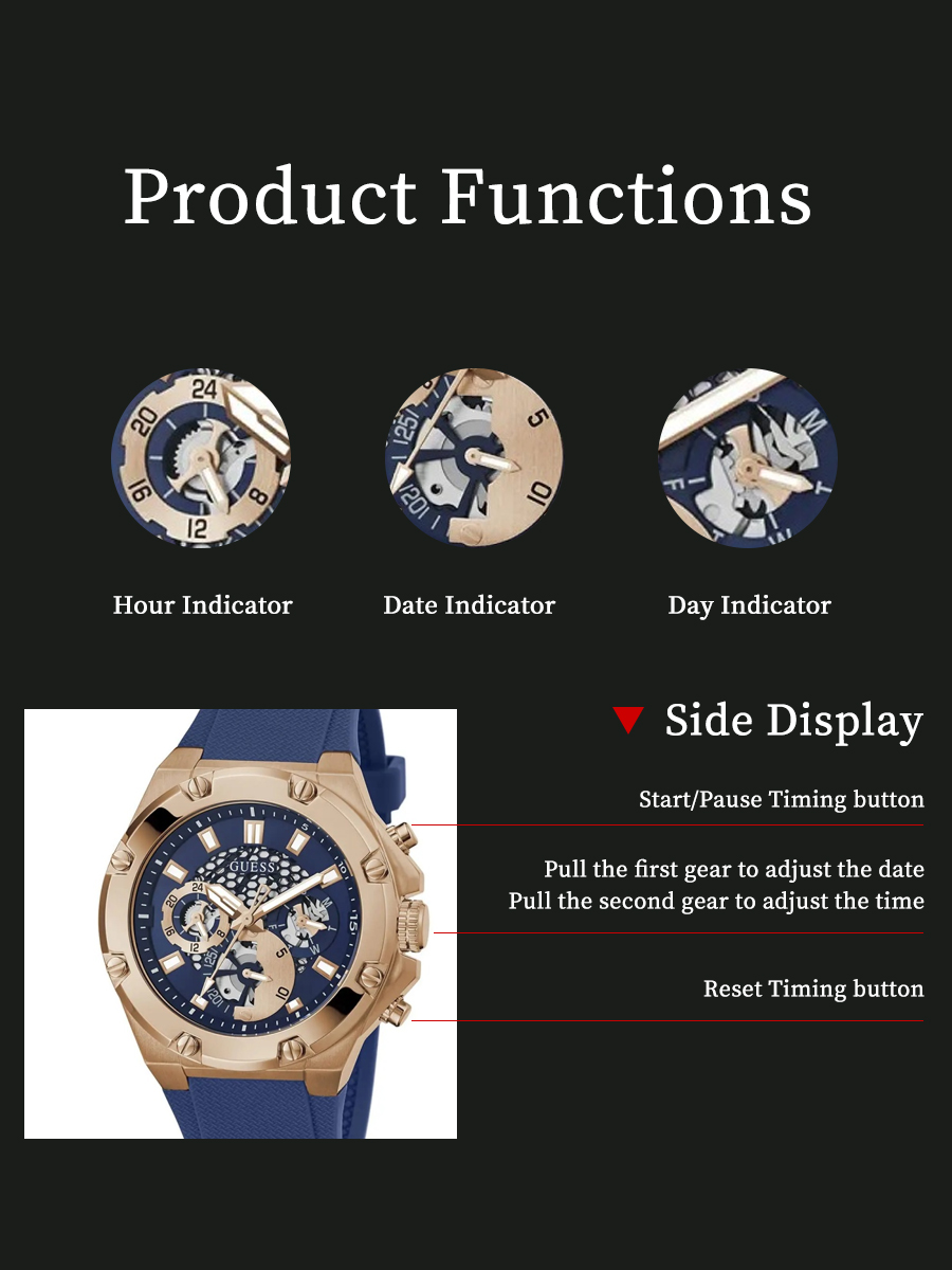 GUESS GW0334G3 メンズ腕時計多機能クォーツロー - Smartwatch Guess のレビューと価格