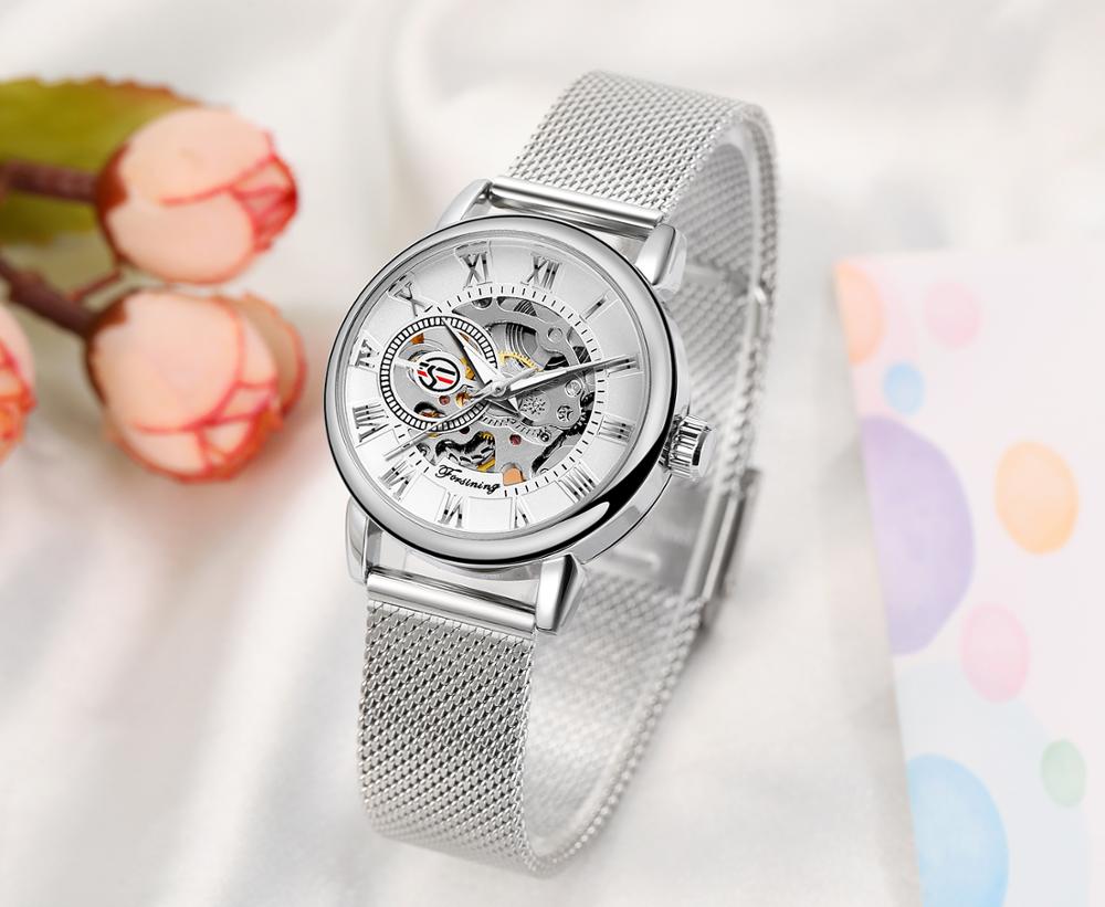 女性の機械式および自動巻き腕時計,ファッショナブル,腕時計, - Stainless Mesh Band のレビューと価格