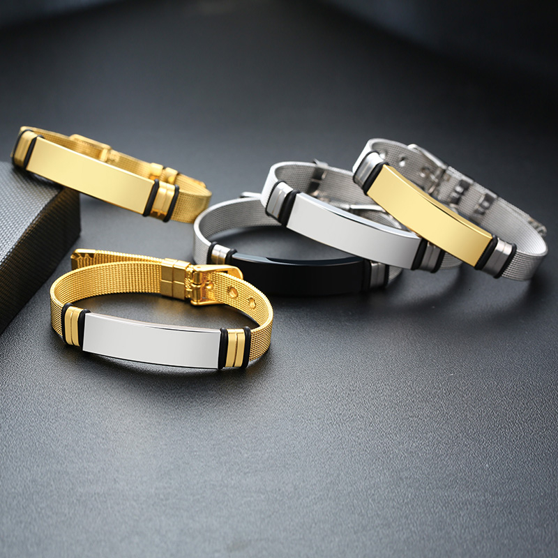 Vnox-男性用ステンレススチールブレスレット,刻印された調 - Stainless Mesh Band のレビューと価格