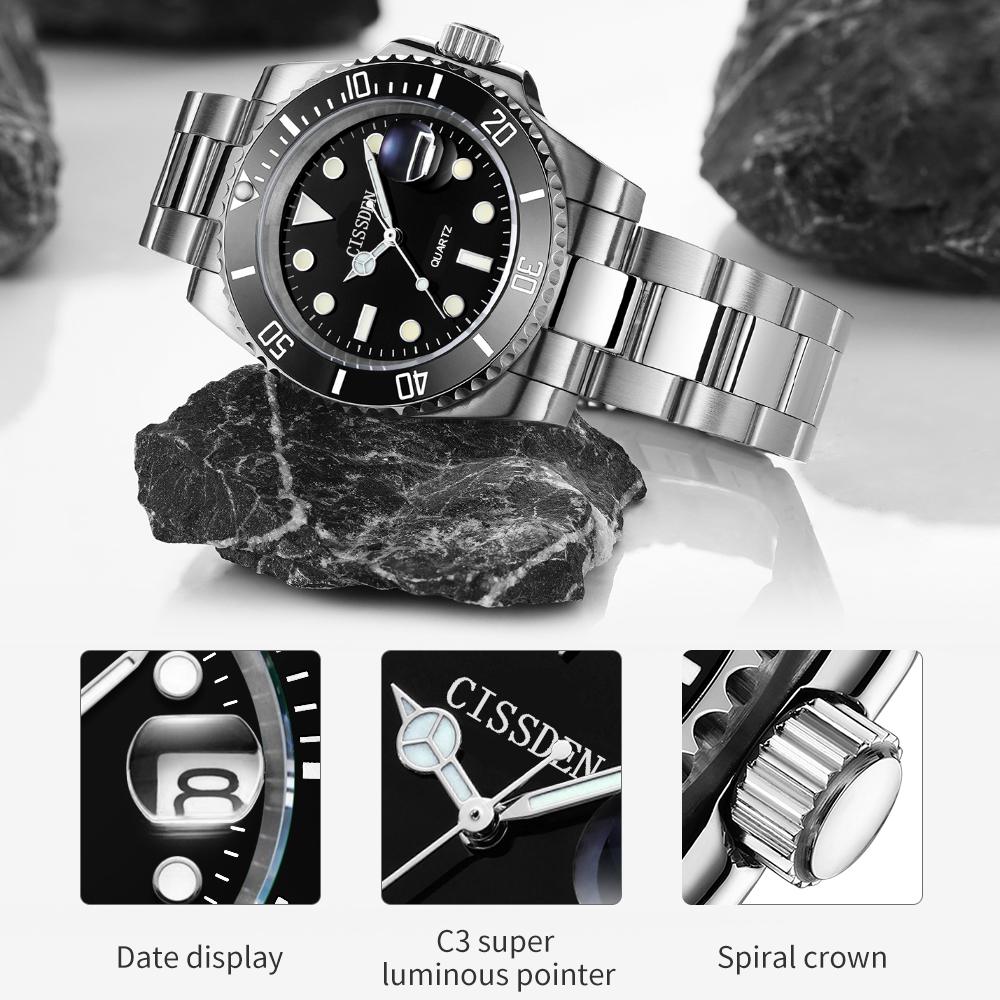 CISSDEN スリーブ通勤用メンズクォーツ時計ステンレス鋼 - Smartwatch Store のレビューと価格