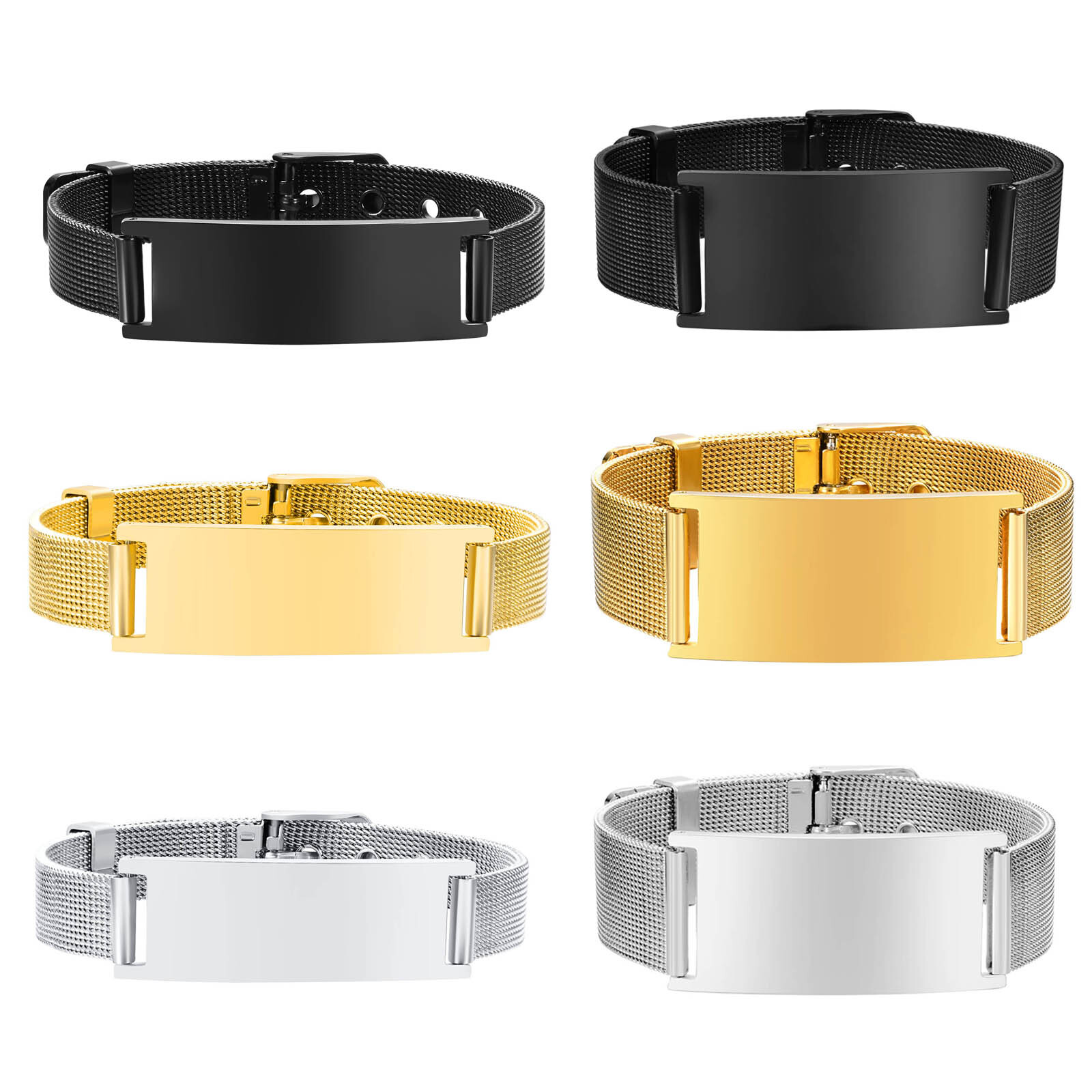 男性と女性のためのパーソナライズされた時計ブレスレット,調整 - Stainless Mesh Band のレビューと価格