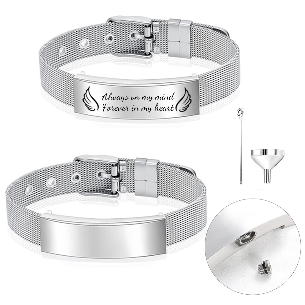 火葬ジュエリー骨壷ブレスレット e 女性男性ステンレス鋼調節 - Stainless Mesh Band のレビューと価格