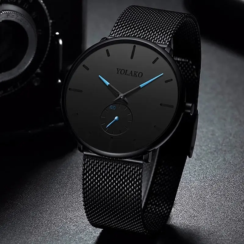 YOLAKO メンズファッションミニマリスト腕時計男性ビジネ - Stainless Mesh Band のレビューと価格