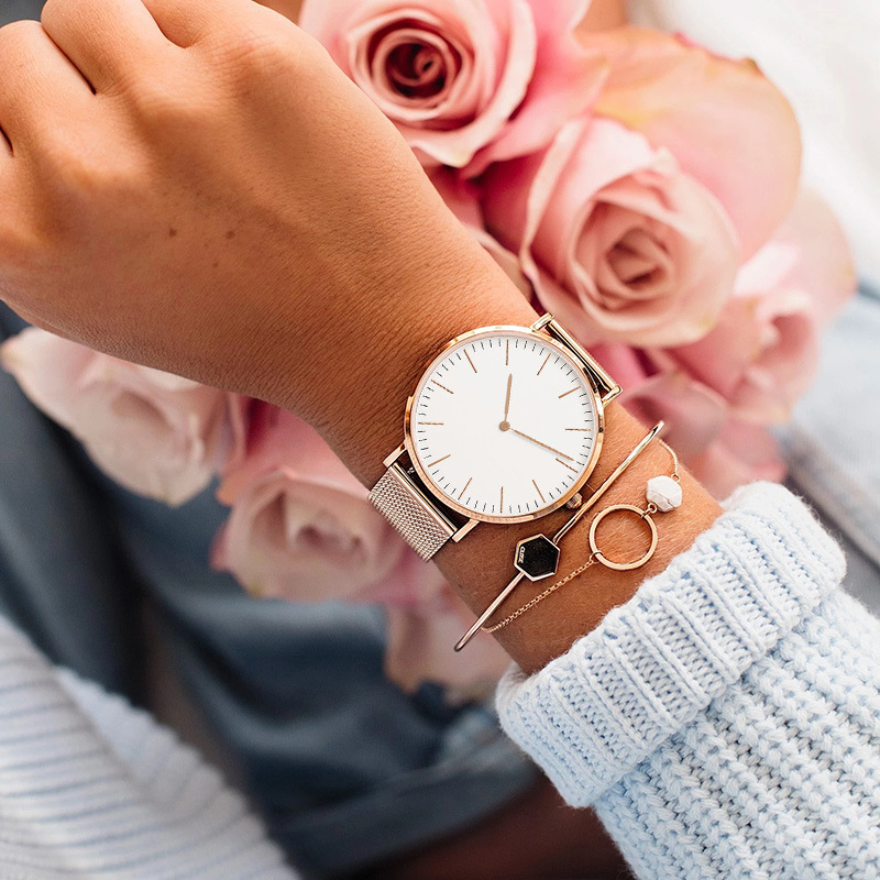 女性用ステンレスメッシュ腕時計,クォーツ腕時計,シンプル,カ - Stainless Mesh Band のレビューと価格