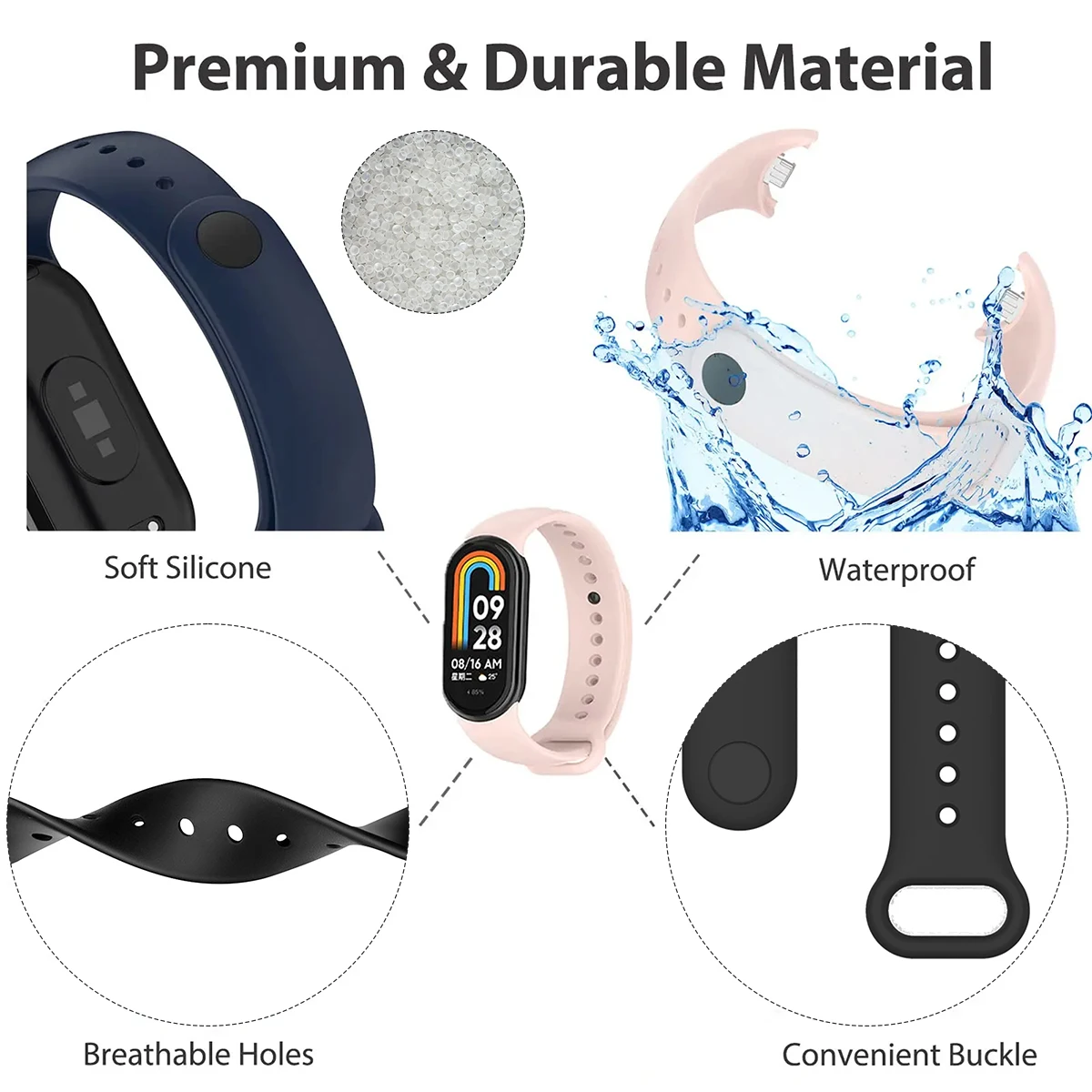 Xiaomi Mi Band 9/9 NFC ブレスレットシ - Silicone Band Replacement のレビューと価格