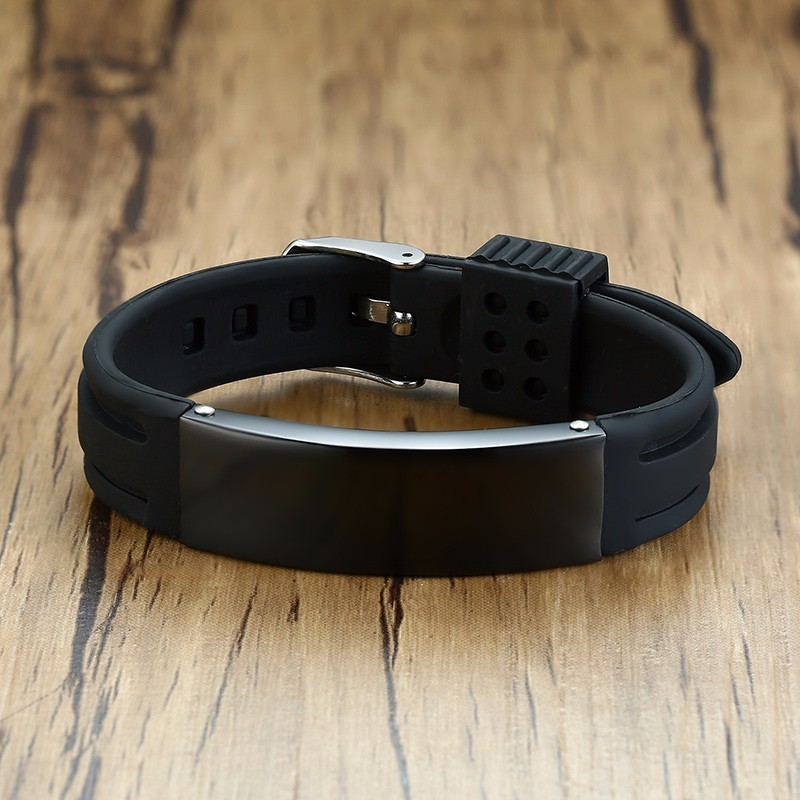 パーソナライズされたシリコンブレスレット,ブラックカラー,1 - Silicone Band Replacement のレビューと価格