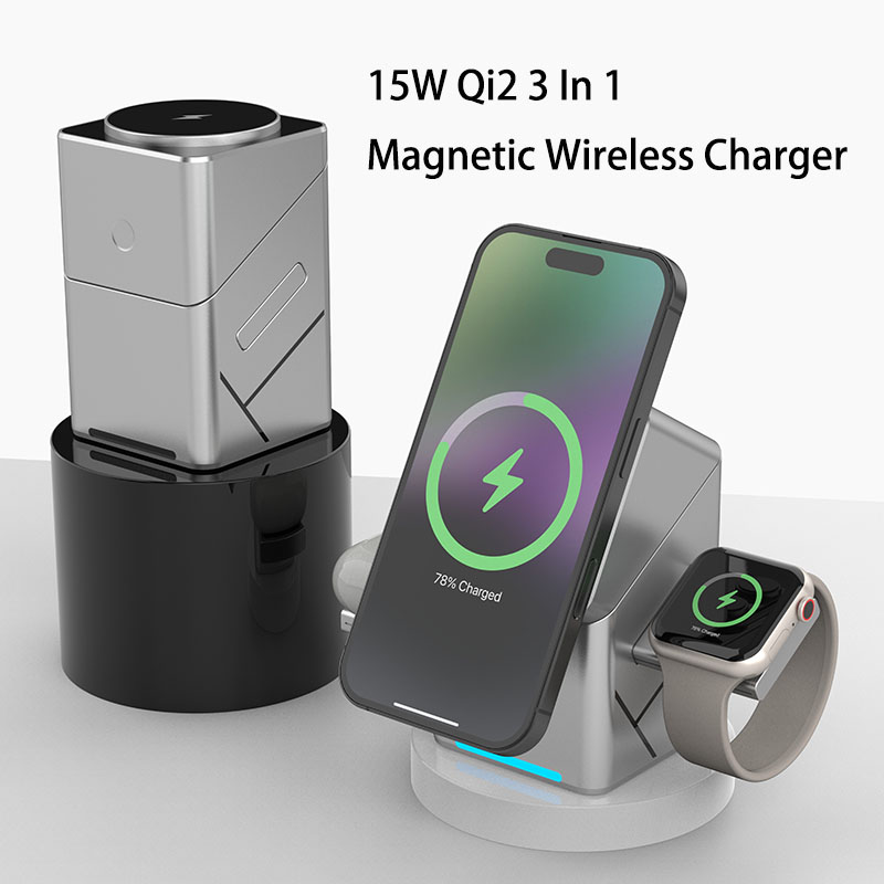 15Wタッチ回転式磁気多機能3in1ワイヤレス充電器 iPh - Smartwatch Touch のレビューと価格