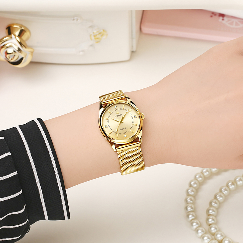 WWOOR 高級ブランドドレスゴールド腕時計レディースエレガ - Stainless Mesh Band のレビューと価格