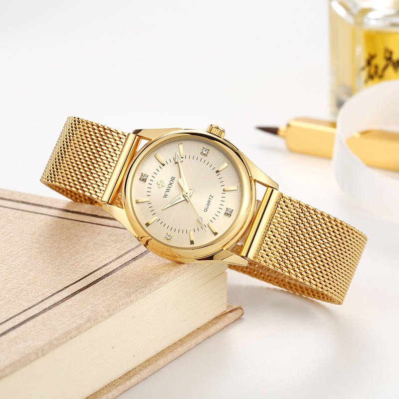WWOOR 高級ブランドドレスゴールド腕時計レディースエレガ - Stainless Mesh Band のレビューと価格