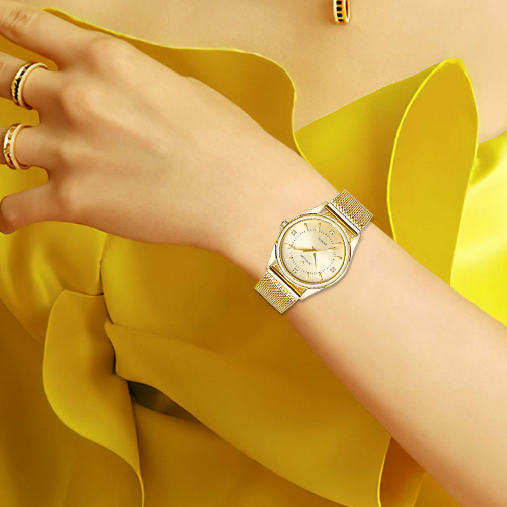 WWOOR 高級ブランドドレスゴールド腕時計レディースエレガ - Stainless Mesh Band のレビューと価格